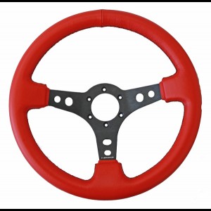 NRG 350mm Steering Wheel 3" Deep Red Leather w/ yellow Stitching